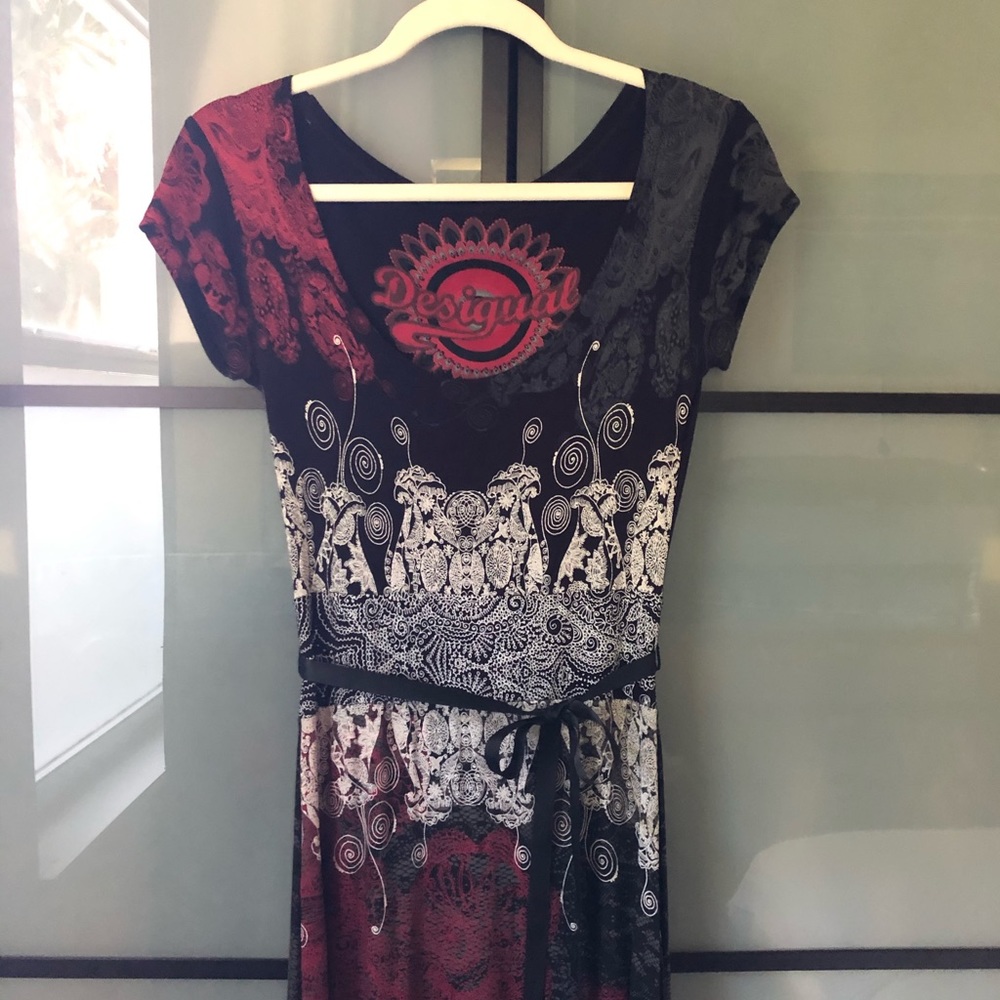 Desigual Midi Dress Size S with front tie